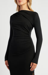 Long Sleeve Midi Dress - Black