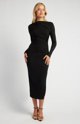Long Sleeve Midi Dress - Black