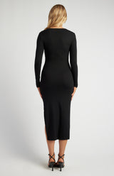 Long Sleeve Midi Dress - Black