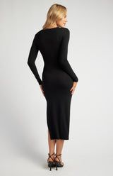 Long Sleeve Midi Dress - Black