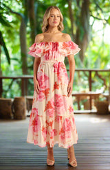 Lona Midi Dress - Pink Floral