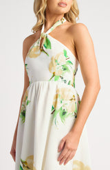 Ashton Bardot Midi Dress - Lemon Floral