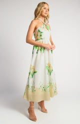 Ashton Bardot Midi Dress - Lemon Floral