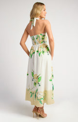 Ashton Bardot Midi Dress - Lemon Floral