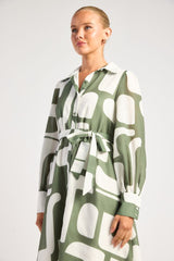 Frances Linen Shirt Dress - Moss