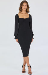 Adelle Midi Dress - Black - First Design