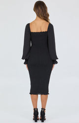 Adelle Midi Dress - Black - First Design