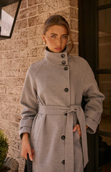 Kenneth Faux Wool Coat - Grey