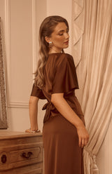 Eloise Satin Top - Chocolate