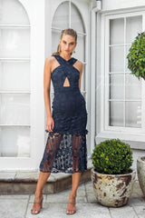 Isabella Lace Dress In Navy - First Design