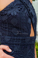 Isabella Lace Dress In Navy - First Design