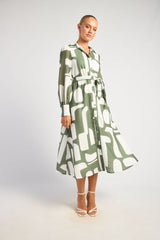 Frances Linen Shirt Dress - Moss