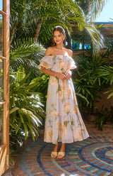 Lona Midi Dress -Blue Floral