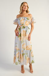 Lona Midi Dress -Blue Floral