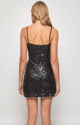 Sequin Mini Dress - Black - First Design