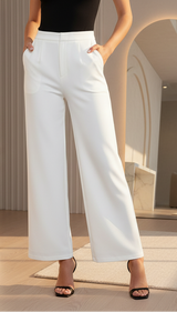 Edith Straight Leg Pant - White