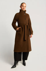Kenneth Faux Wool Coat - Chocolate