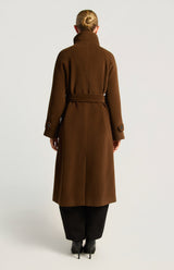 Kenneth Faux Wool Coat - Chocolate