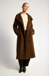 Kenneth Faux Wool Coat - Chocolate