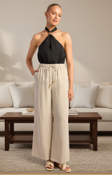 Natalia Textured Pants - Stone