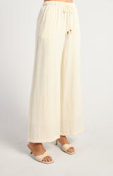 Natalia Textured Pants - White