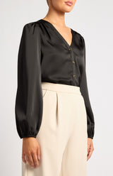 Monroe Satin Top - Black