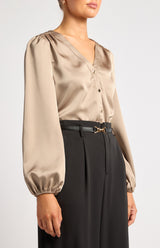 Monroe Satin Top - Mocha