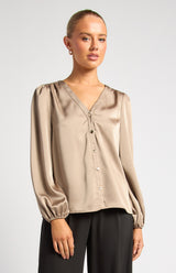 Monroe Satin Top - Mocha