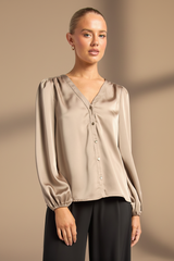 Monroe Satin Top - Mocha