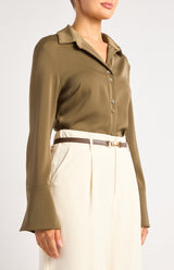 Danni Satin Shirt - Olive