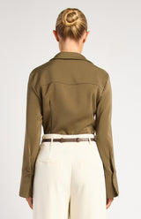 Danni Satin Shirt - Olive