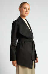 Mellow Suede Waterfall Jacket - Black