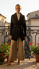 Mellow Suede Waterfall Jacket - Black