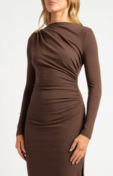 Long Sleeve Midi Dress - Espresso