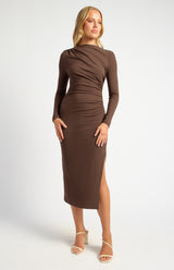 Long Sleeve Midi Dress - Espresso