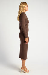Long Sleeve Midi Dress - Espresso