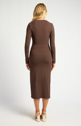 Long Sleeve Midi Dress - Espresso