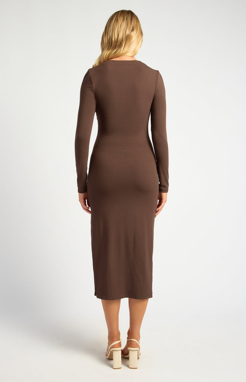 Long Sleeve Midi Dress - Espresso