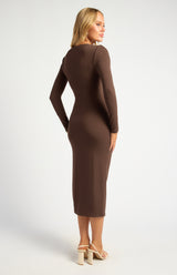 Long Sleeve Midi Dress - Espresso