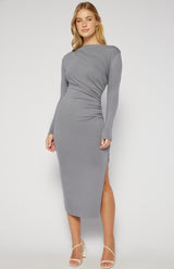 Long Sleeve Midi Dress - Grey