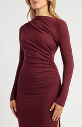Long Sleeve Midi Dress - Merlot