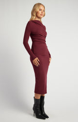 Long Sleeve Midi Dress - Merlot