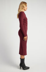 Long Sleeve Midi Dress - Merlot
