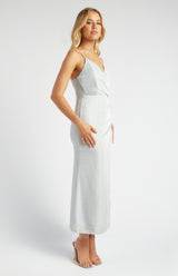 Estelle Metalic Mesh Midi Dress - Silver