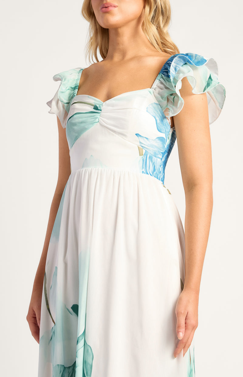 Wildflower Midi Dress -Blue Floral