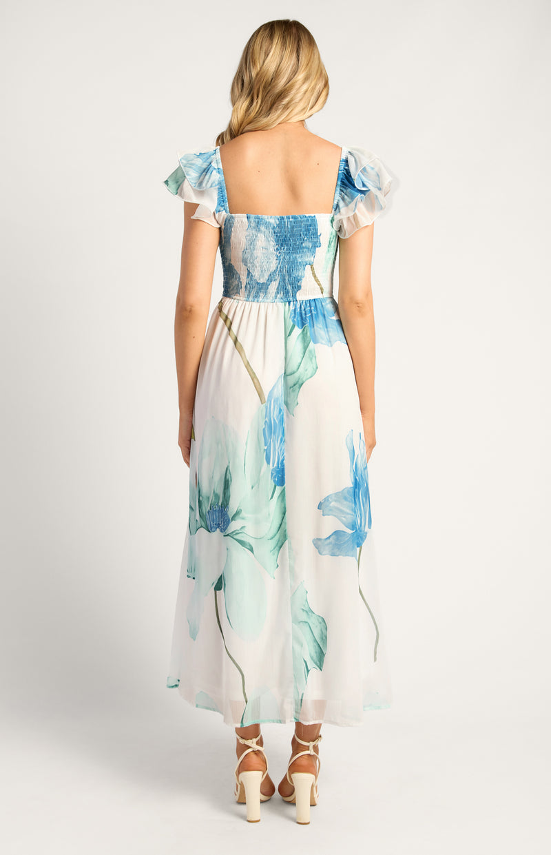 Wildflower Midi Dress -Blue Floral