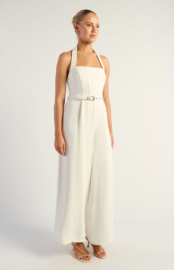 Pisces Halter Neckline Jumpsuit - White