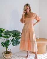 April Maxi Dress - Apricot Gingham - First Design