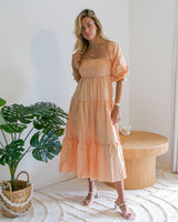 April Maxi Dress - Apricot Gingham - First Design