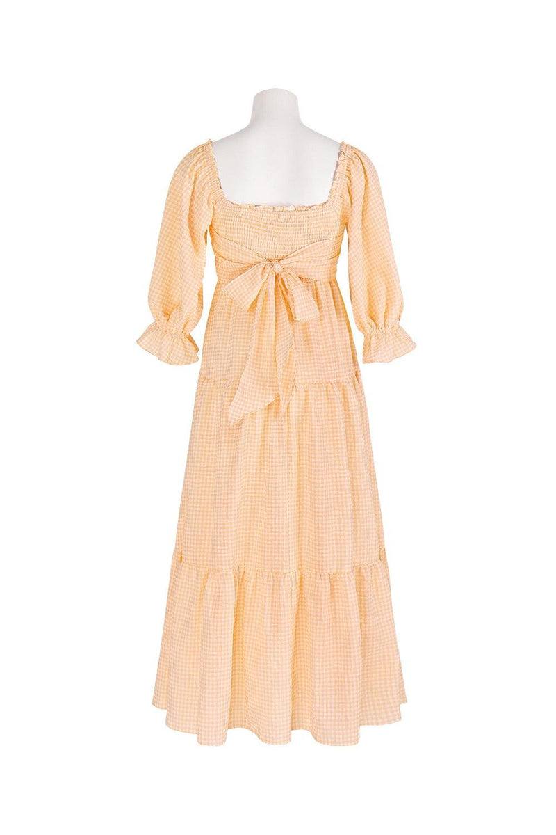 April Maxi Dress - Apricot Gingham - First Design